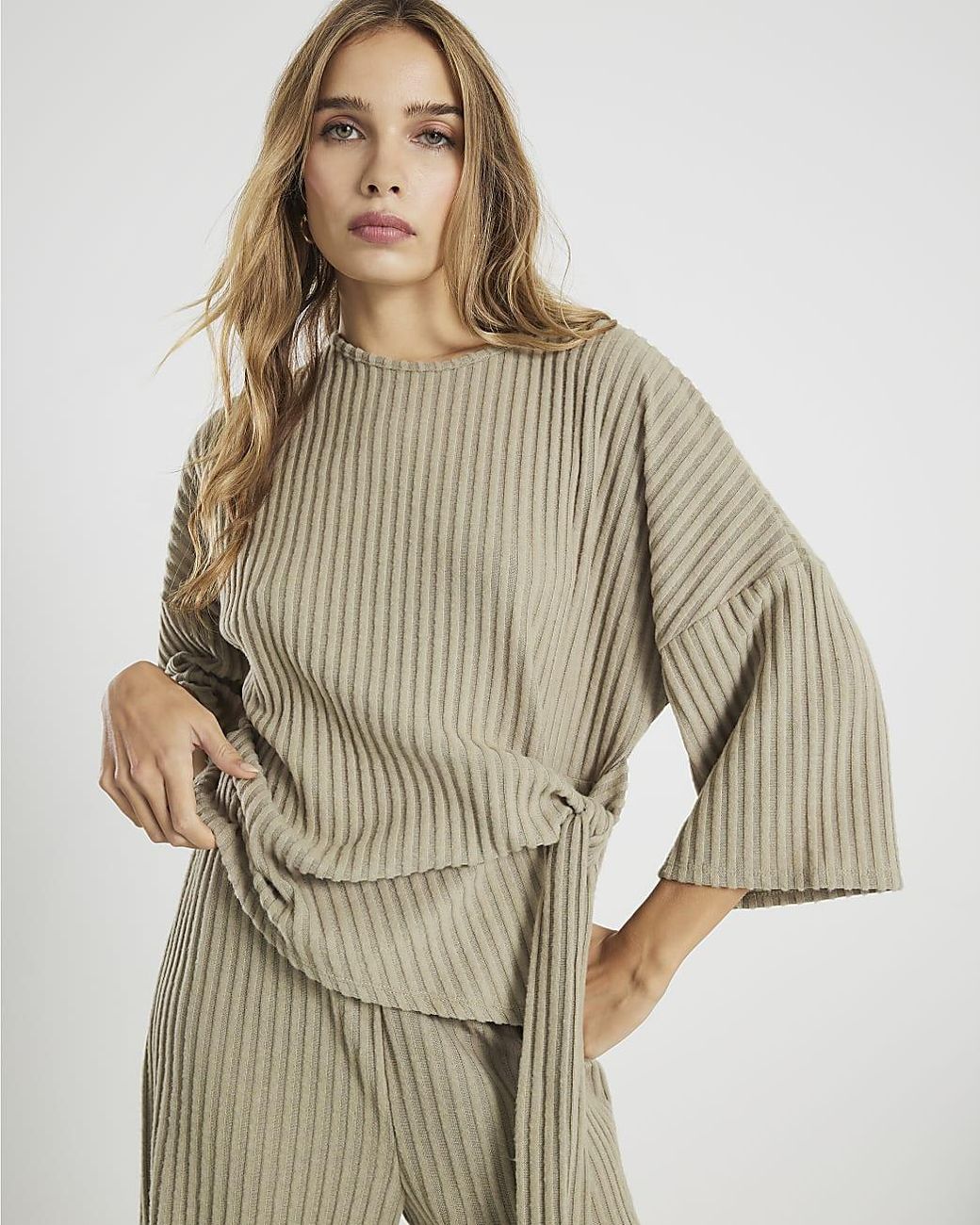River Island Natural Top Cosy Ribbed Knot Side