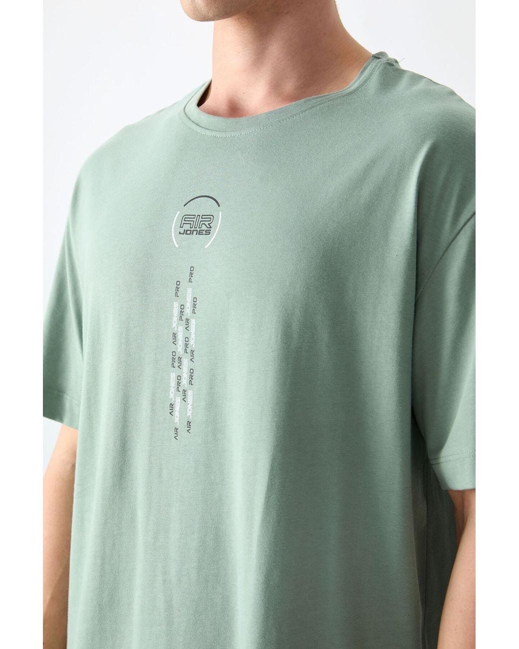 TOMMY LIFE Green Oversized Cotton Crew Neck T-Shirt for men