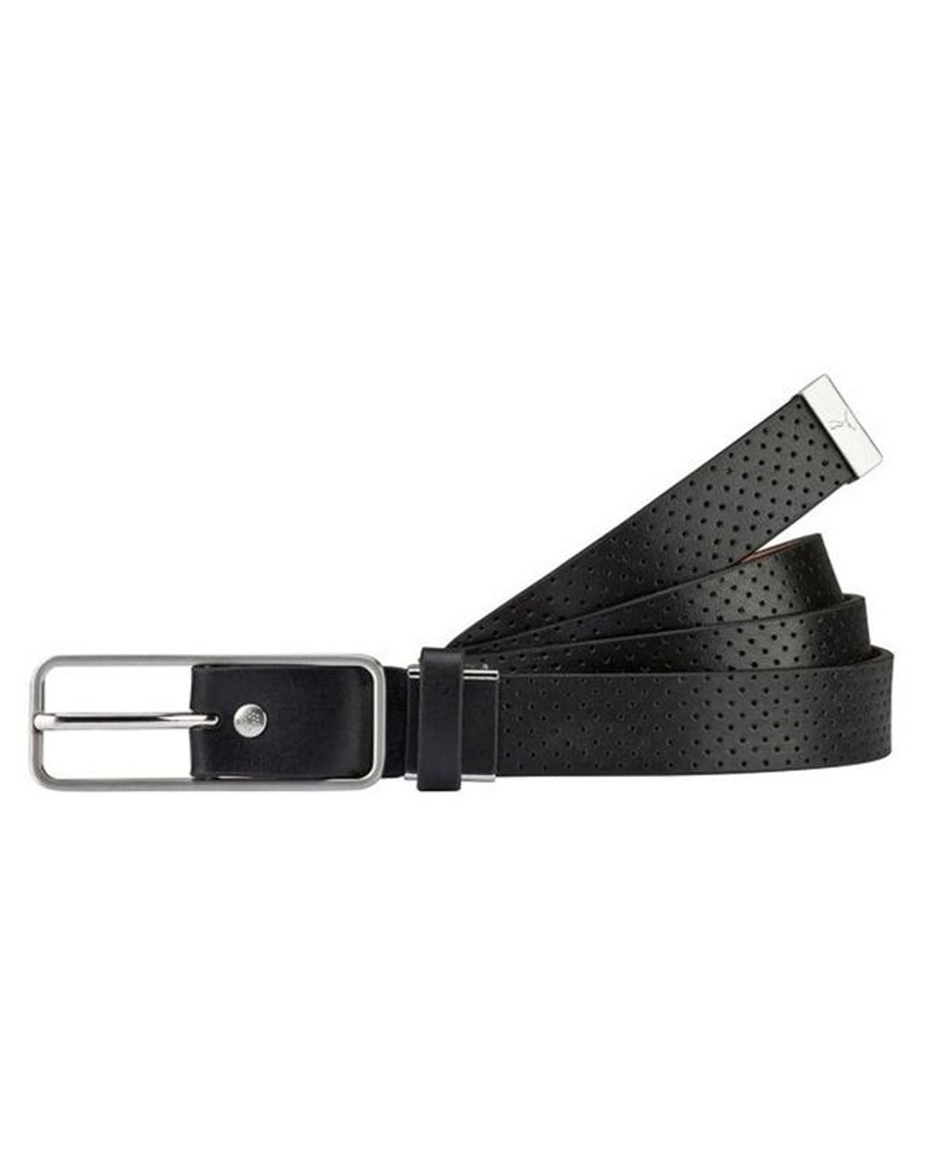 PUMA Black Dimple Cut To Length Adults Golf Leather Belt 053007 01 for men