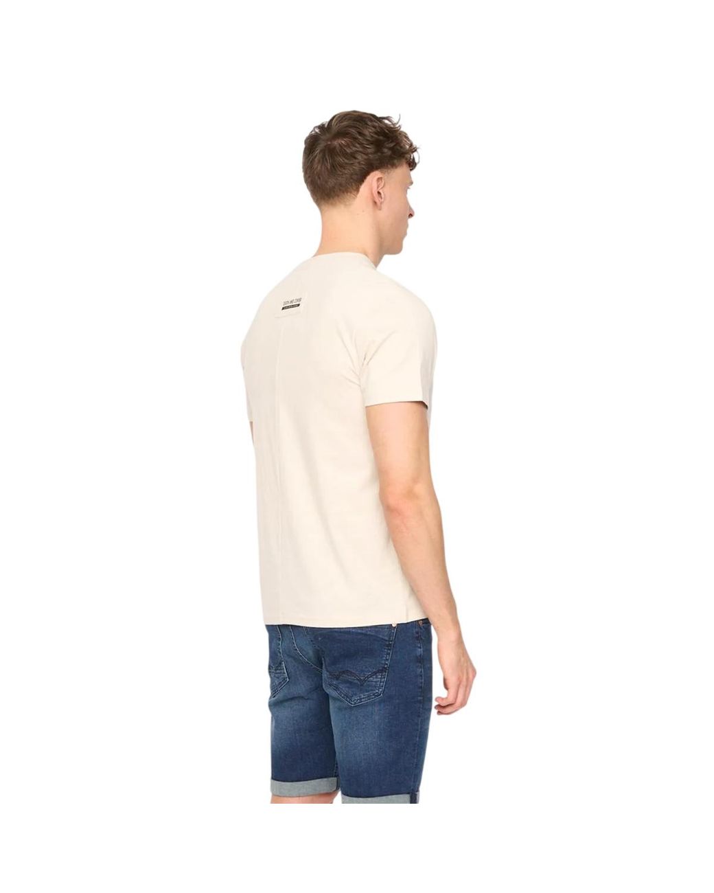 Duck and Cover White Tatick Brushed Cotton T-Shirt (Light Stone) for men