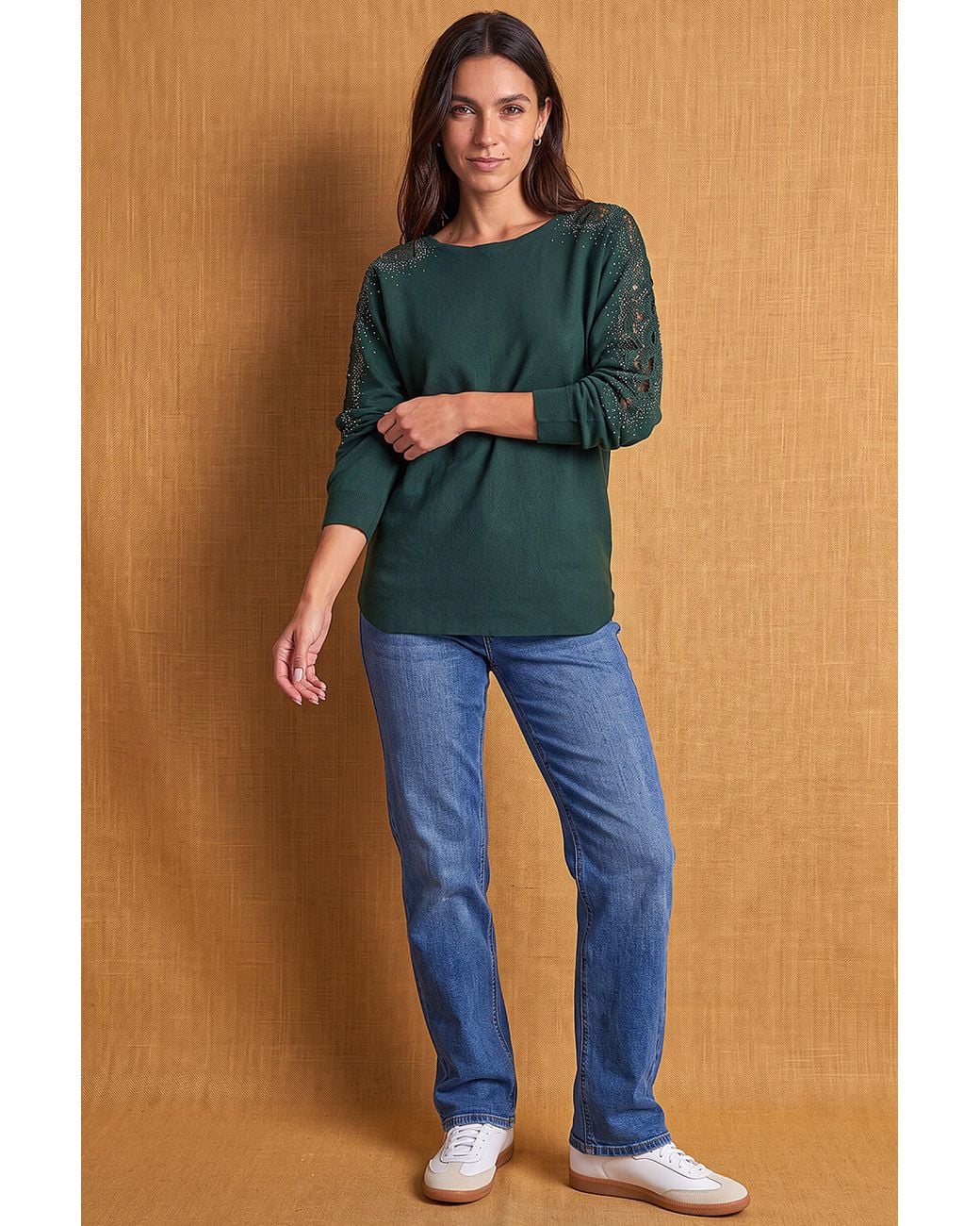 Roman Blue Sparkly Sleeve Knit Jumper