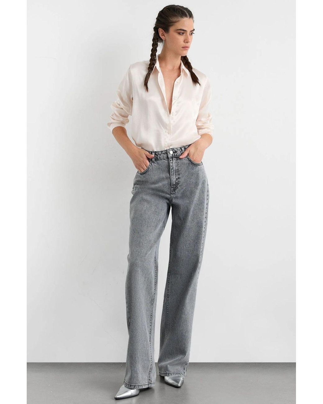 Hiccup White Satin Classic Shirt