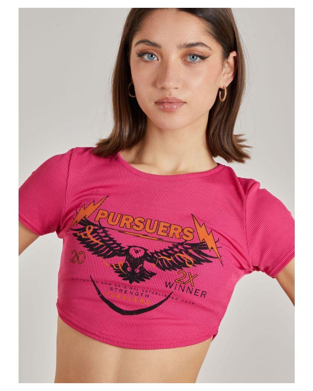 Pink Vanilla Pink Cropped Ribbed Band Tee