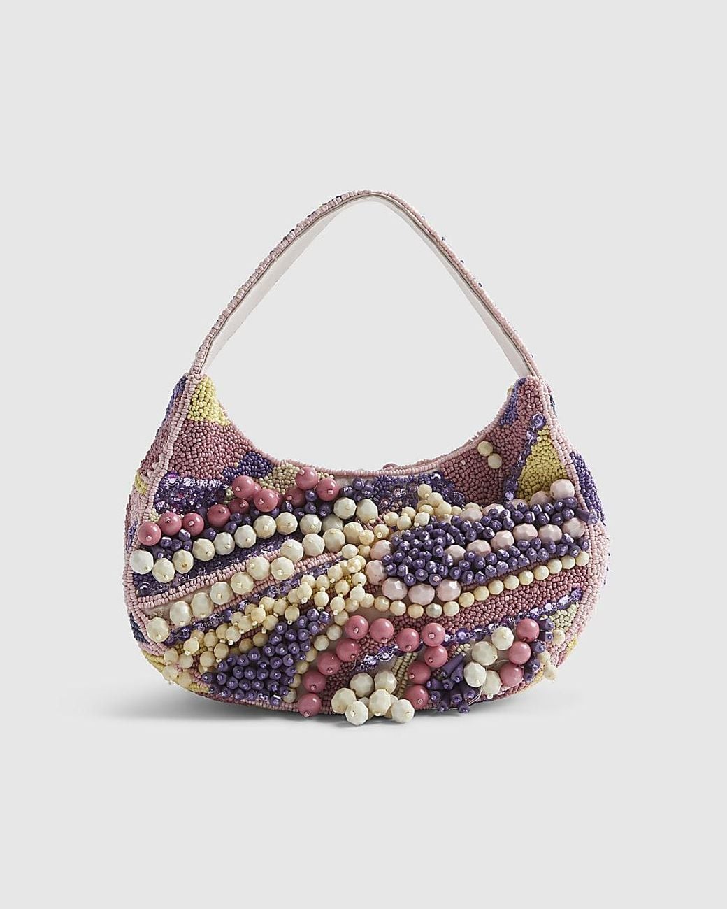 River Island White Shoulder Bag Chunky Beaded