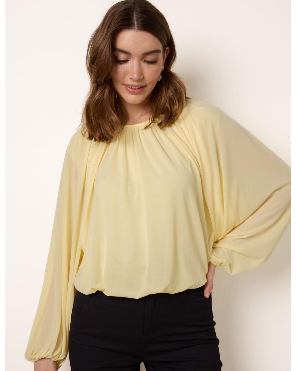 Blue Vanilla Natural Batwing Puffball Blouse