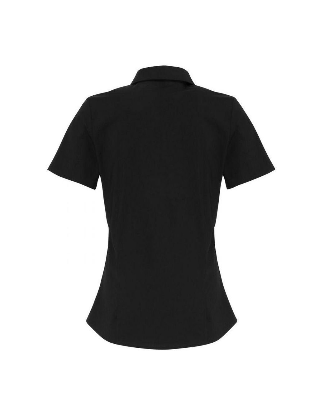 PREMIER Black Ladies Stretch Short-Sleeved Formal Shirt