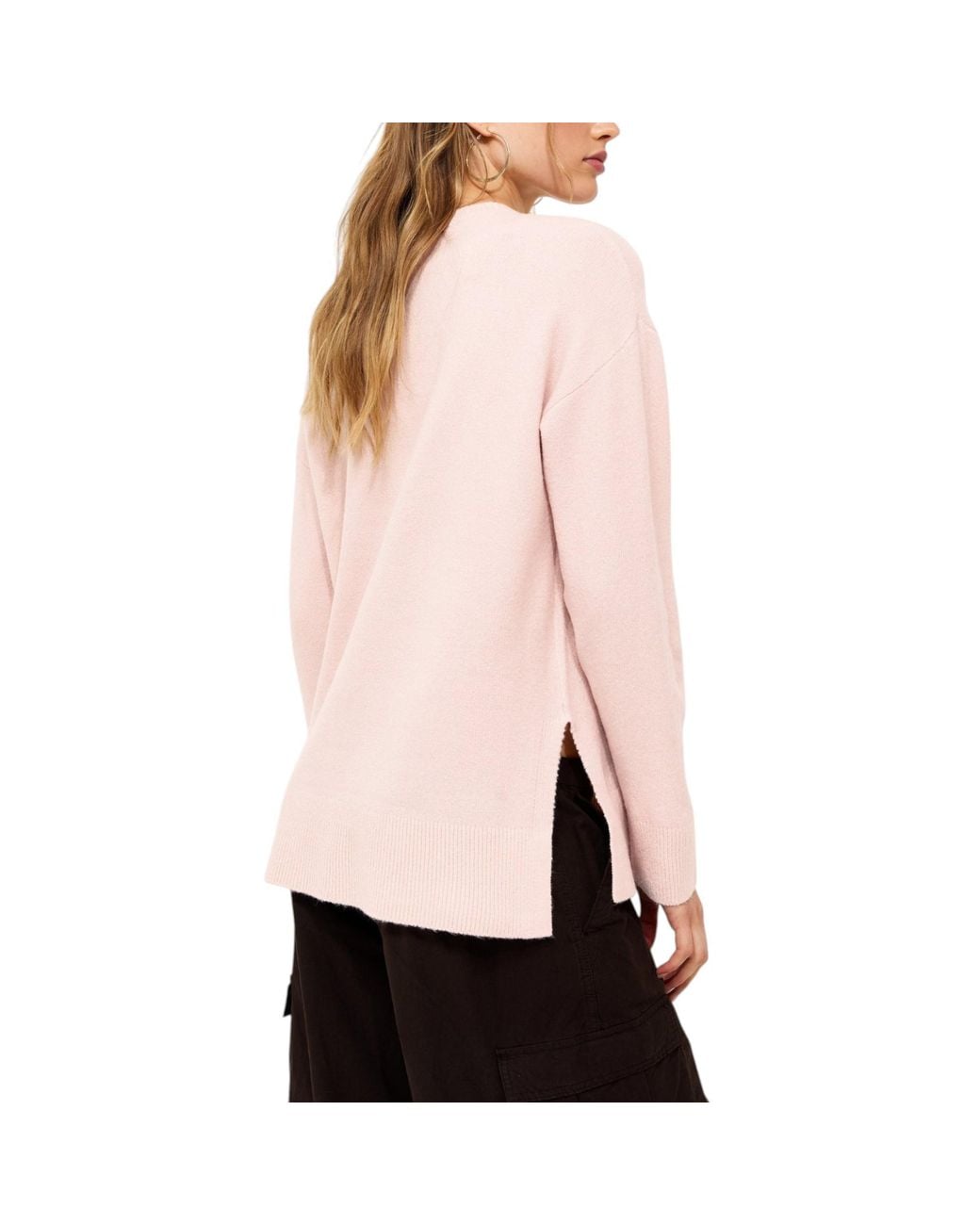 New Look Black Side Slit Jumper Long Sleeve Sweatshirts Crew Neck Knitted Top