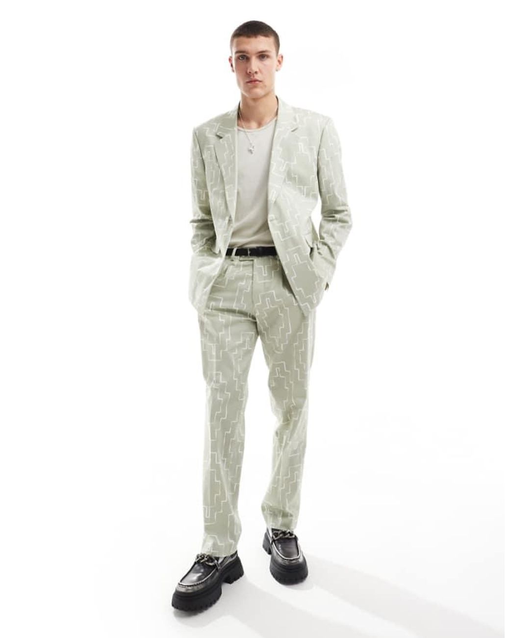 Viggo Tailoring Green Oversized Suit Trousers With Print for men