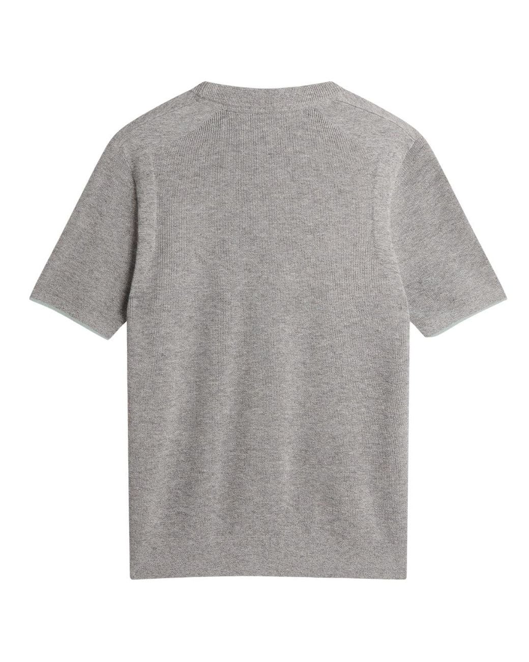 Ted Baker Gray Voisin Mixed Ribbed T-Shirt for men