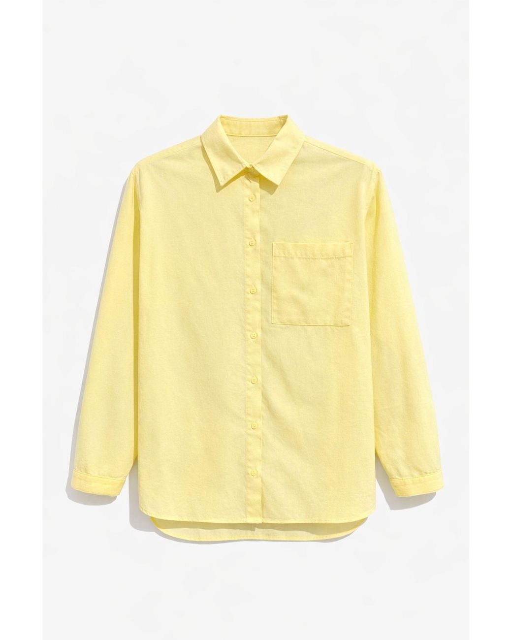 MixRay Yellow Long Sleeve Button-Up Shirt With Pocket