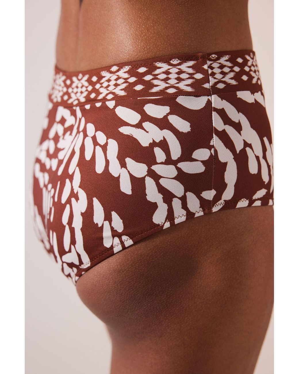Penti Brown High-Waist Abstract Print Bikini Bottoms