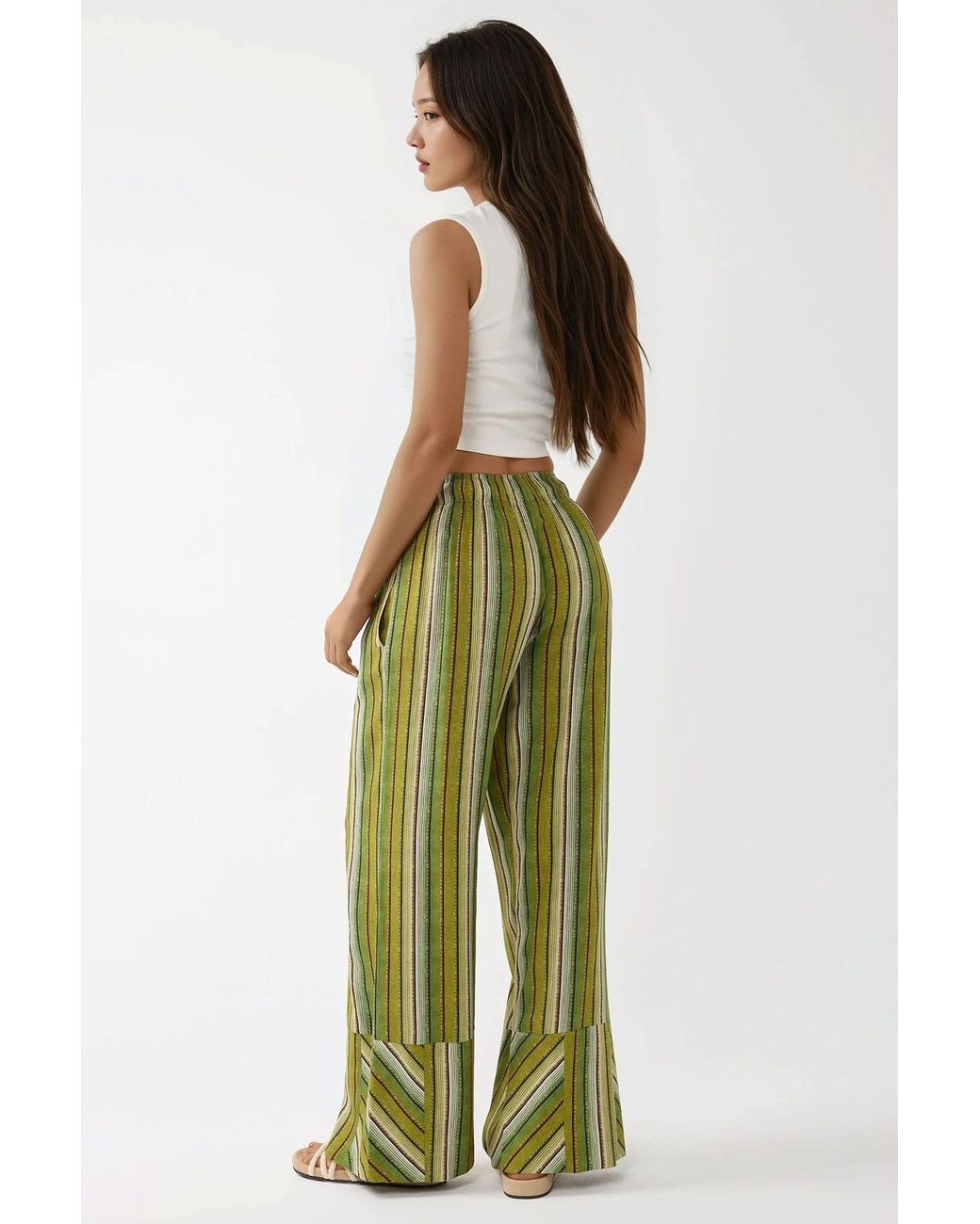Hiccup Green Wide Leg Printed Relax Pants