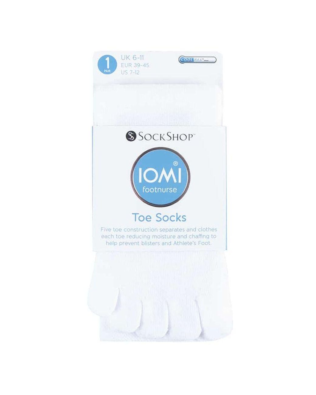 IOMI White Ladies Lightweight Cotton Toe Socks For Athletes Foot for men