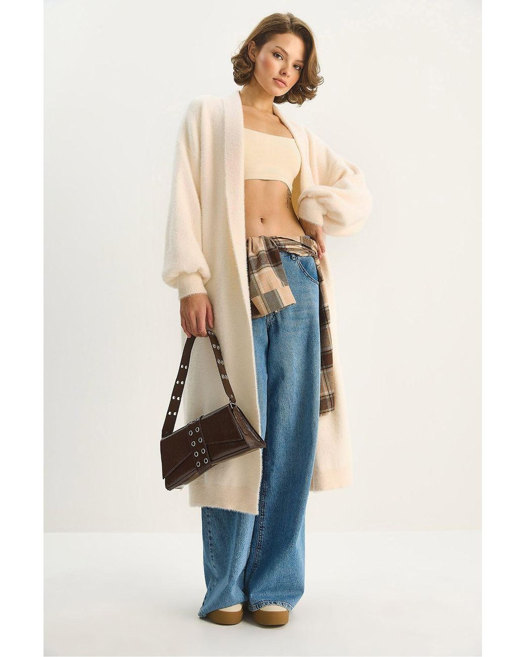 Bianco Lucci Blue Oversize Knit Cardigan