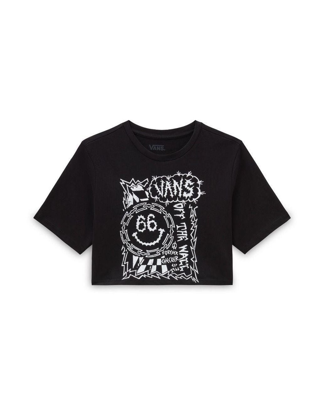 Vans Black Forever Checker Crew Cropped T-Shirt