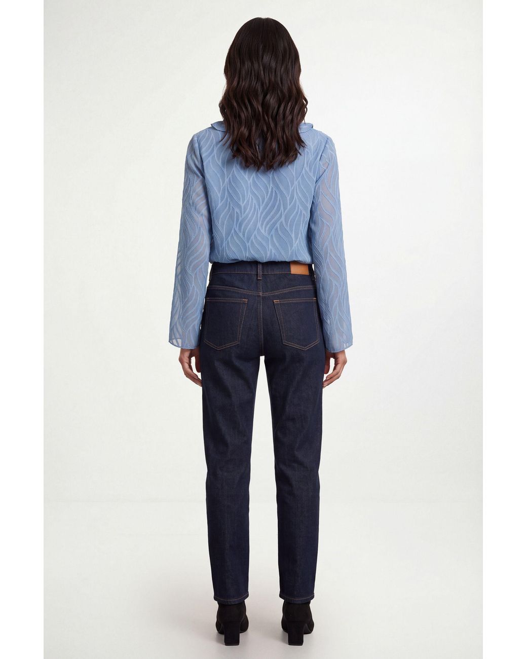 Wallis Blue Burnout Ruffle Detail V Neck Blouse