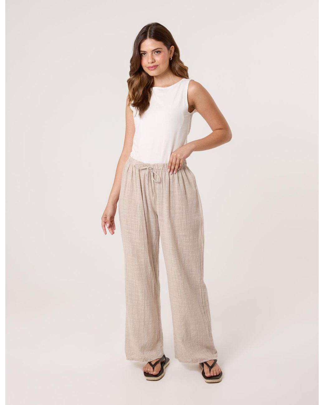 Blue Vanilla Natural Linen Look Trousers