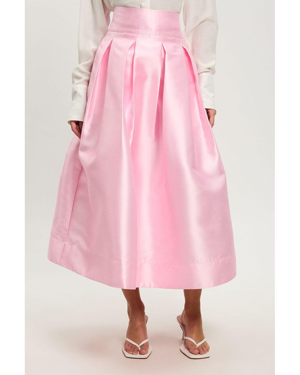 Karen Millen Pink Petite Twill Woven Prom Maxi Skirt