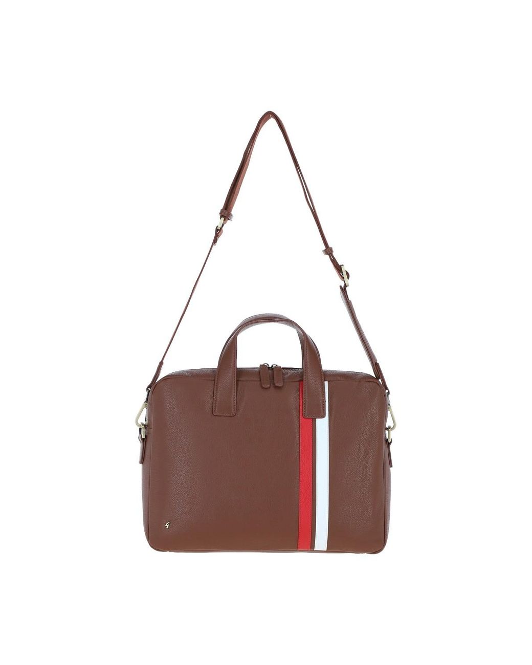 Gabicci Red Real Leather Messenger Bag With Striped Front Detail for men