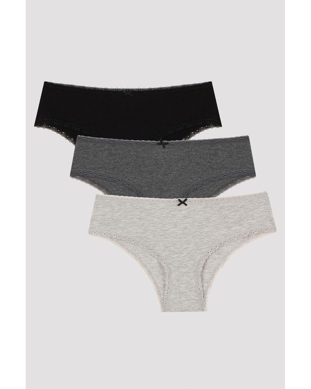 Penti Black 3-Pack Cotton Hipster Briefs With Lace