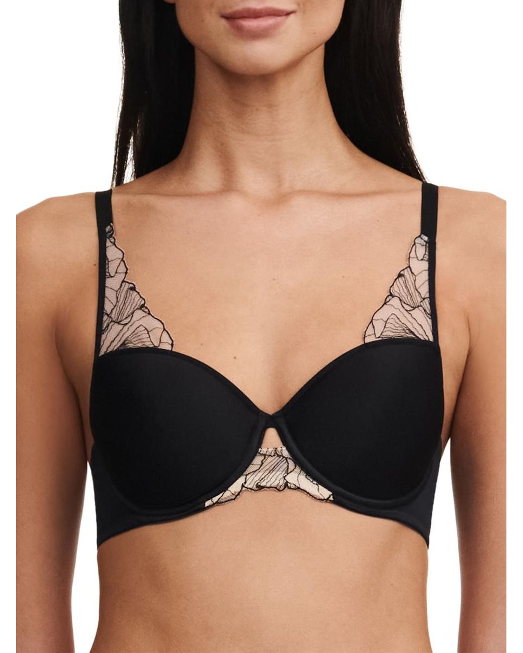 Chantelle Black Tattoo Love Half Cup Memory Foam T-Shirt Bra