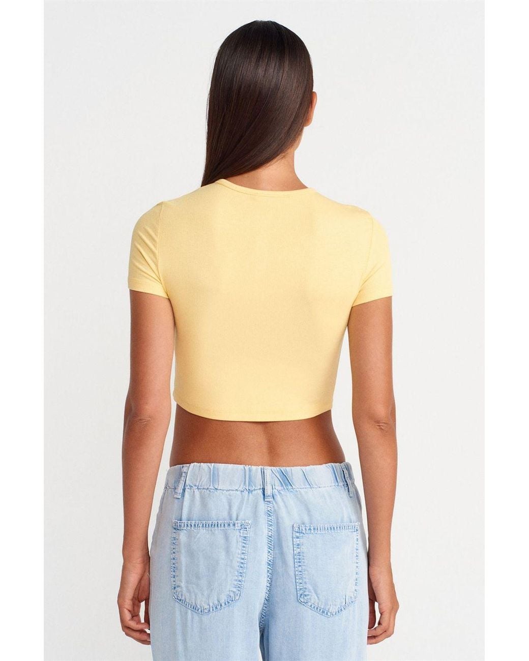 Dilvin Orange Slim Fit Crop Blouse With Buttons