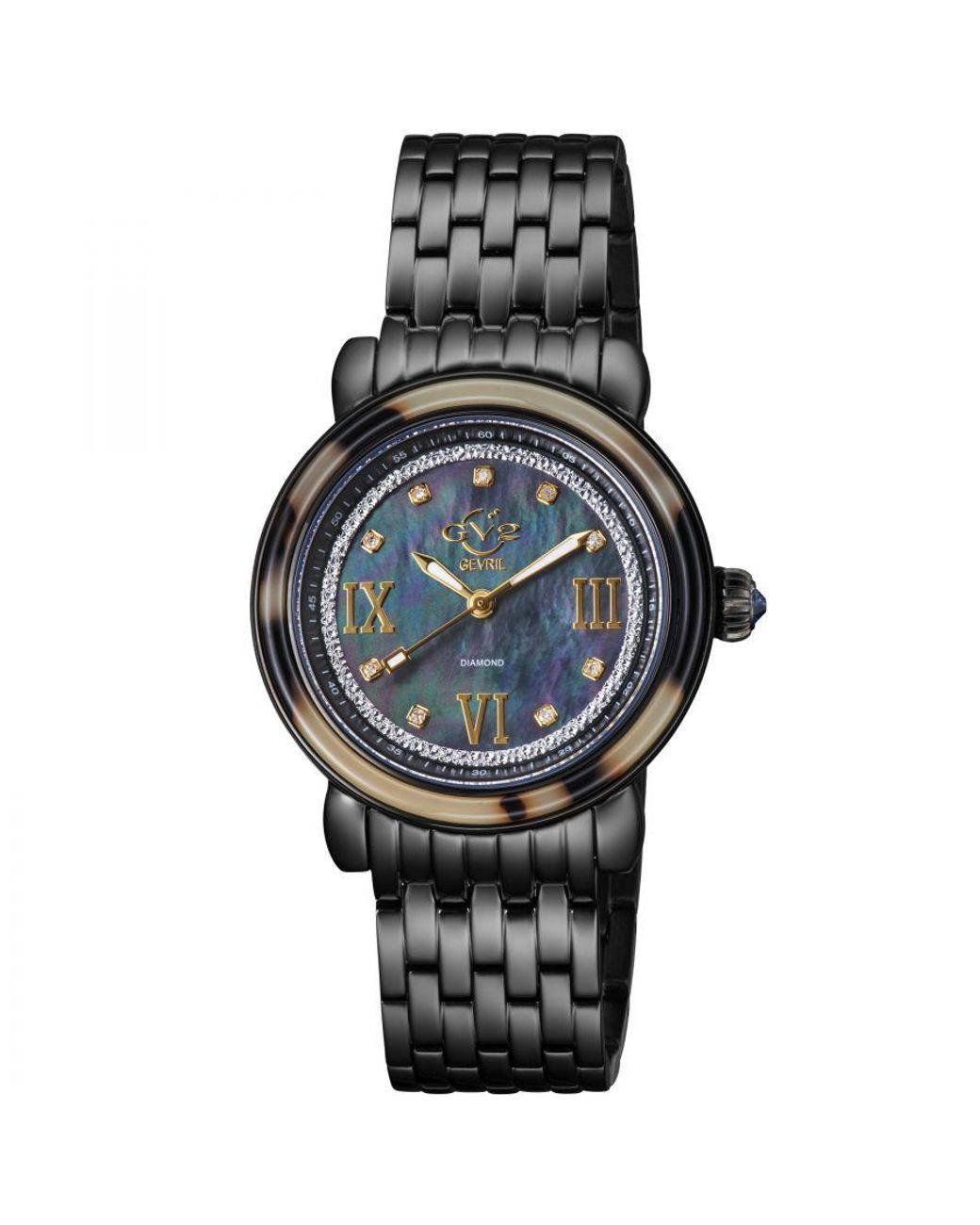 Gv2 Gray Marsala Tortoise Swiss Quartz Mother Of Pearl Dial, Suede Watch Stainless Steel