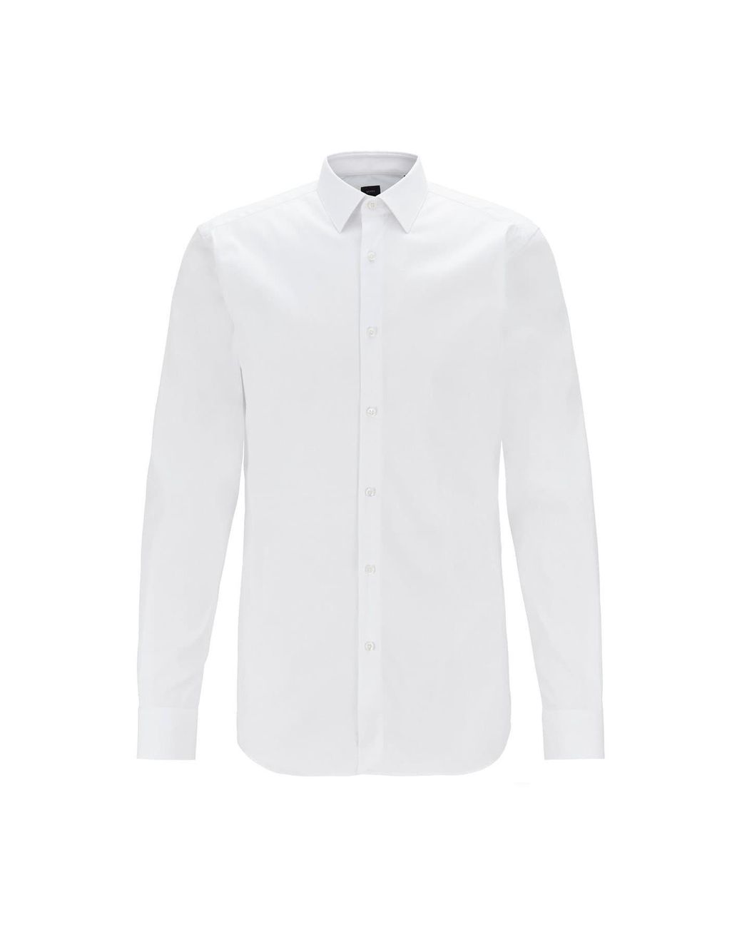 Boss White Collared Neck Point Collar Long Sleeve Shirt for men