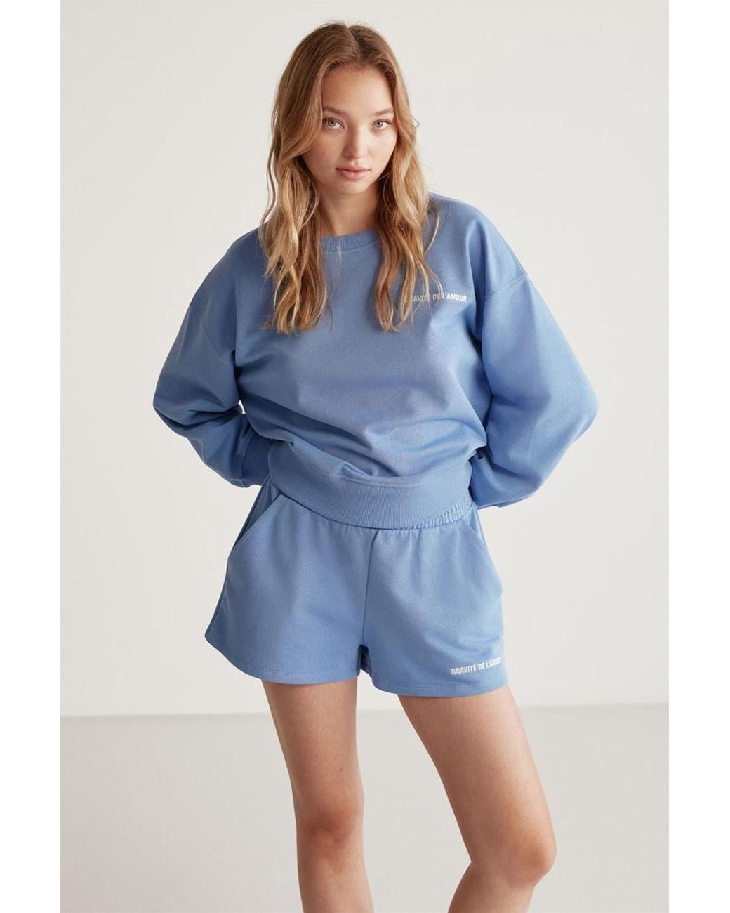 Grimelange Blue Oversized Crew Neck Sweatshirt