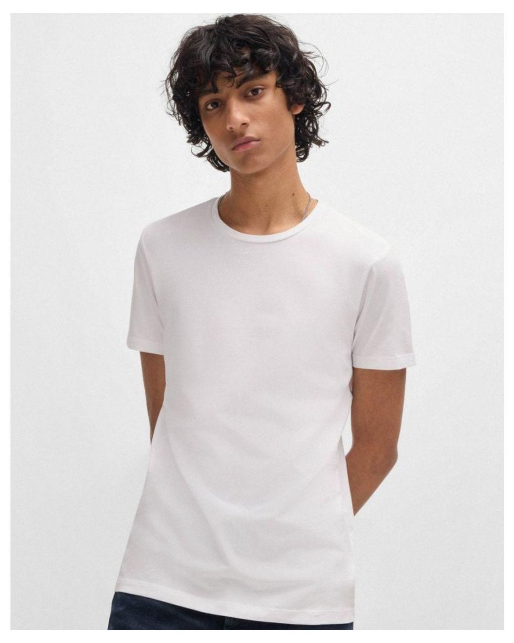 HUGO Black Round Two-Pack Of Slim-Fit T-Shirts for men