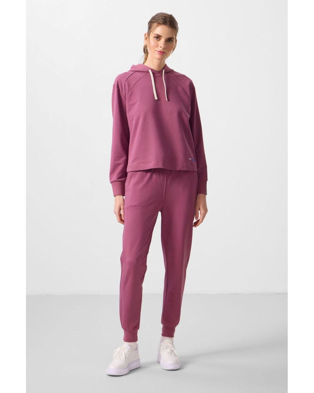 TOMMY LIFE Red Oversized Hooded Sweatshirt And Pants Set