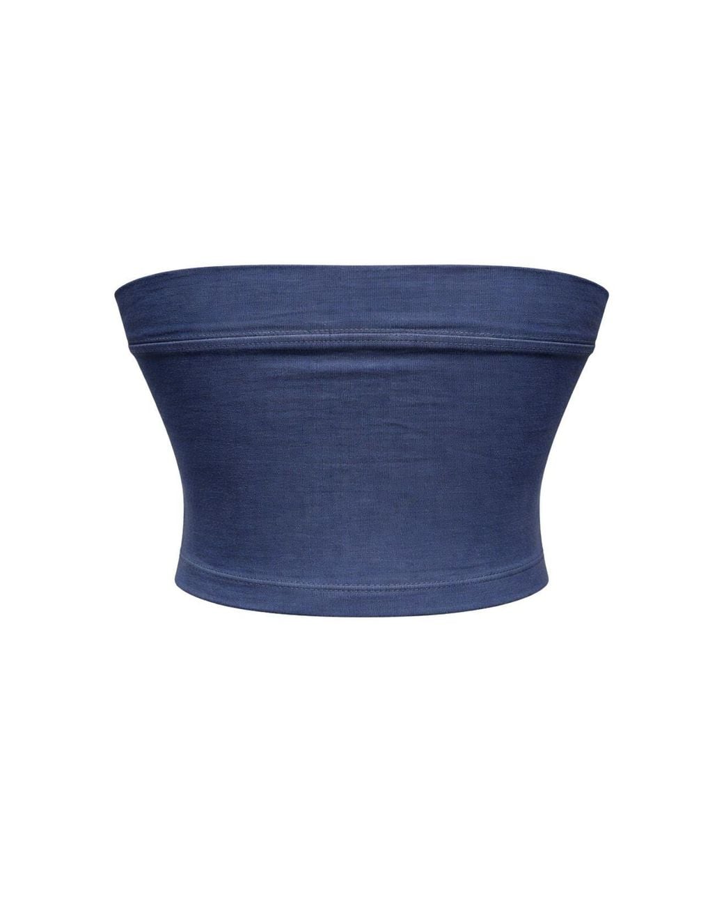 MixRay Blue Strapless Crop Bandeau Blouse