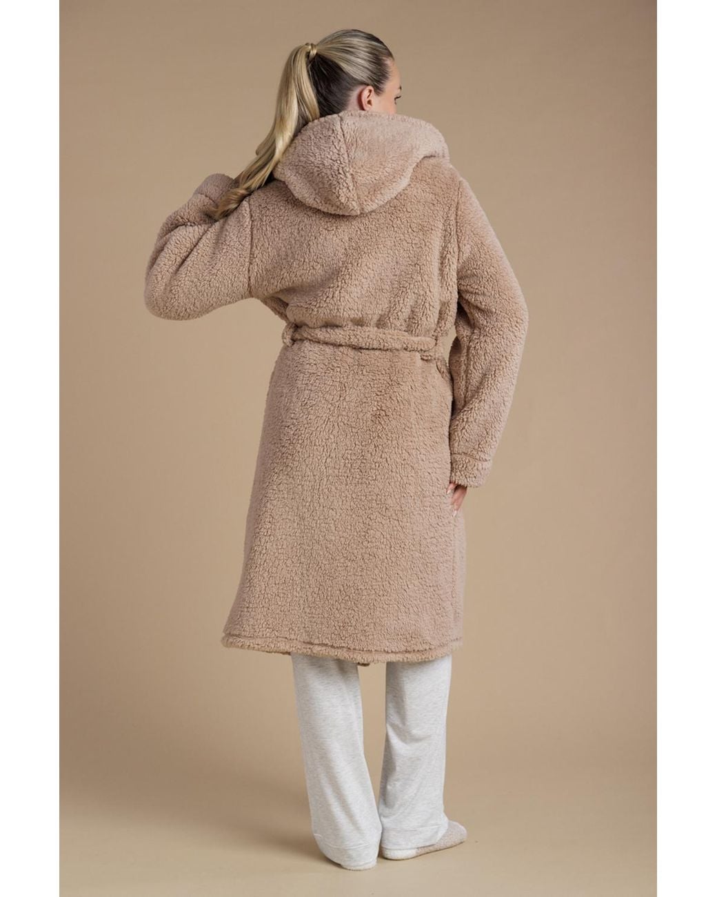 Tokyo Laundry Natural Fluffy Hooded Dressing Gown