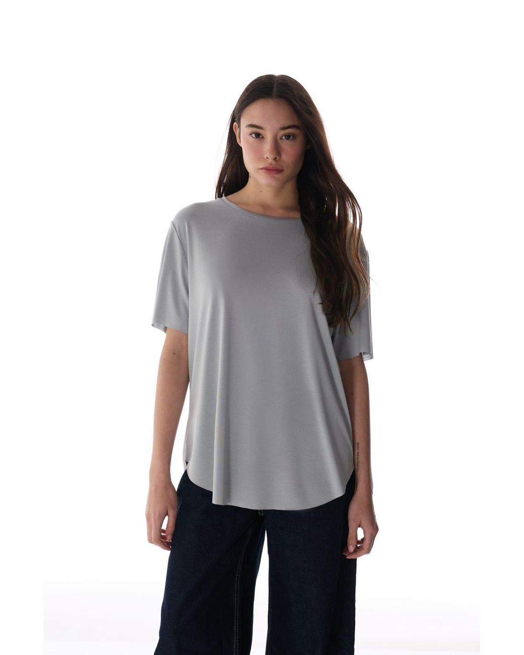 Penti Gray Oversized Modal-Blend Crew Neck T-Shirt