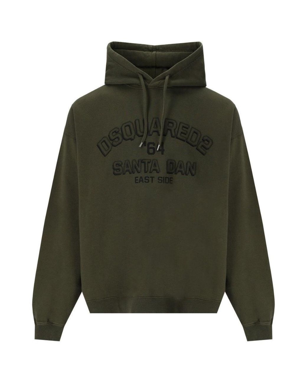 DSquared² Green Loose Fit Santa Dan Logo Hoodie Cotton for men