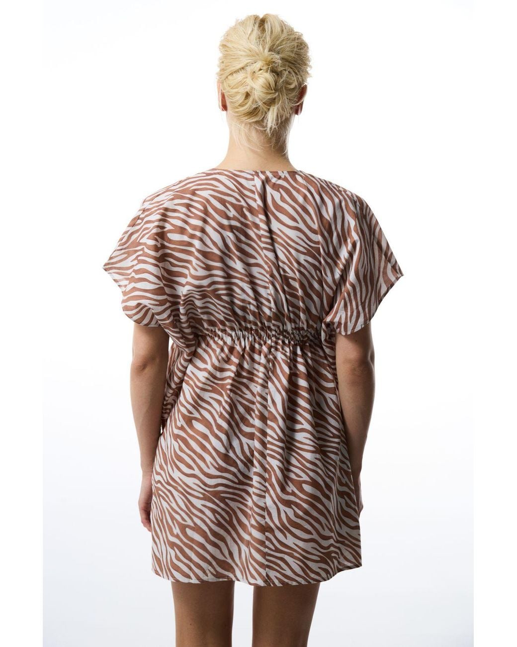 Penti Brown Cotton Zebra Print Mini Kimono