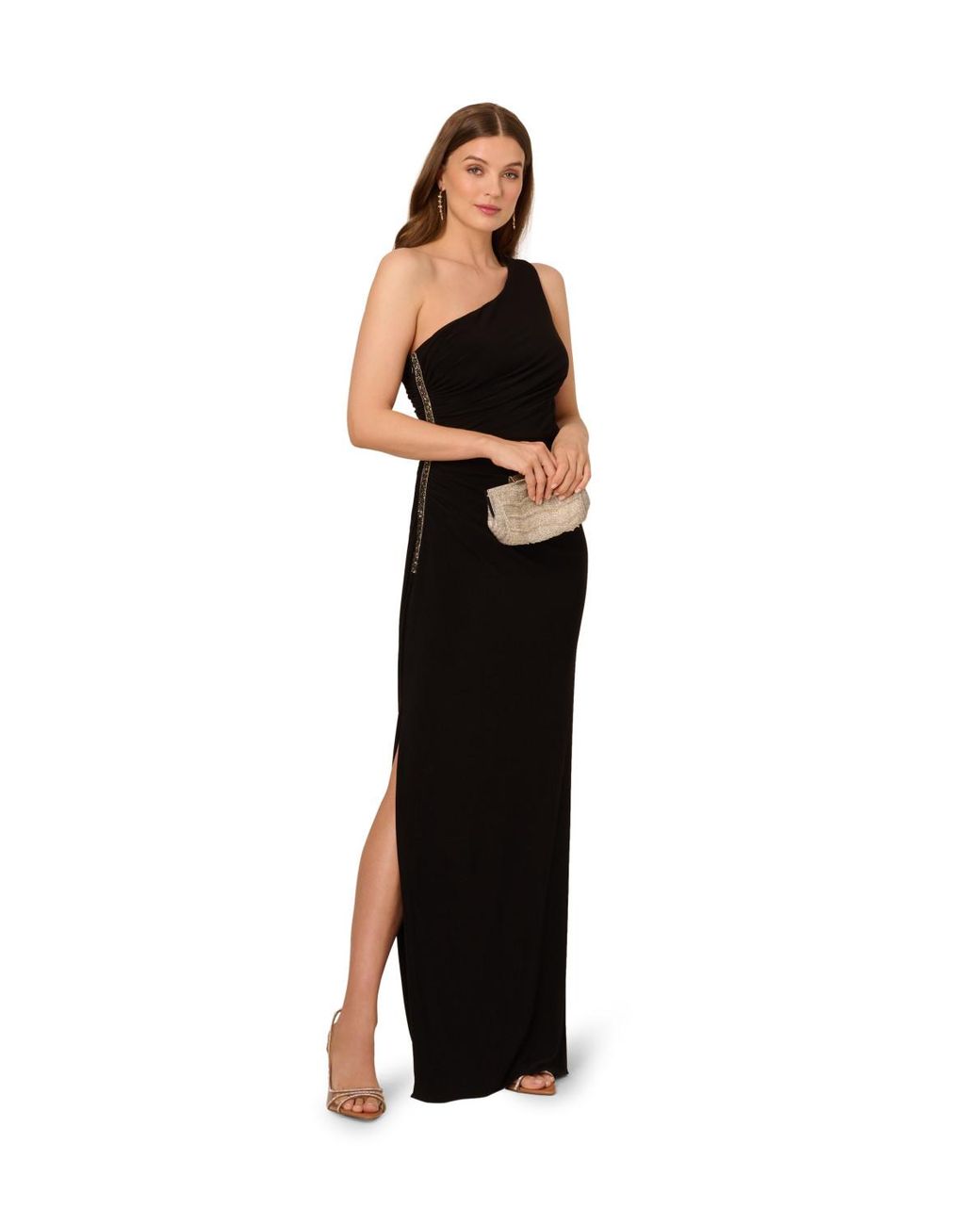 Adrianna Papell Black Hotfix Jersey Gown