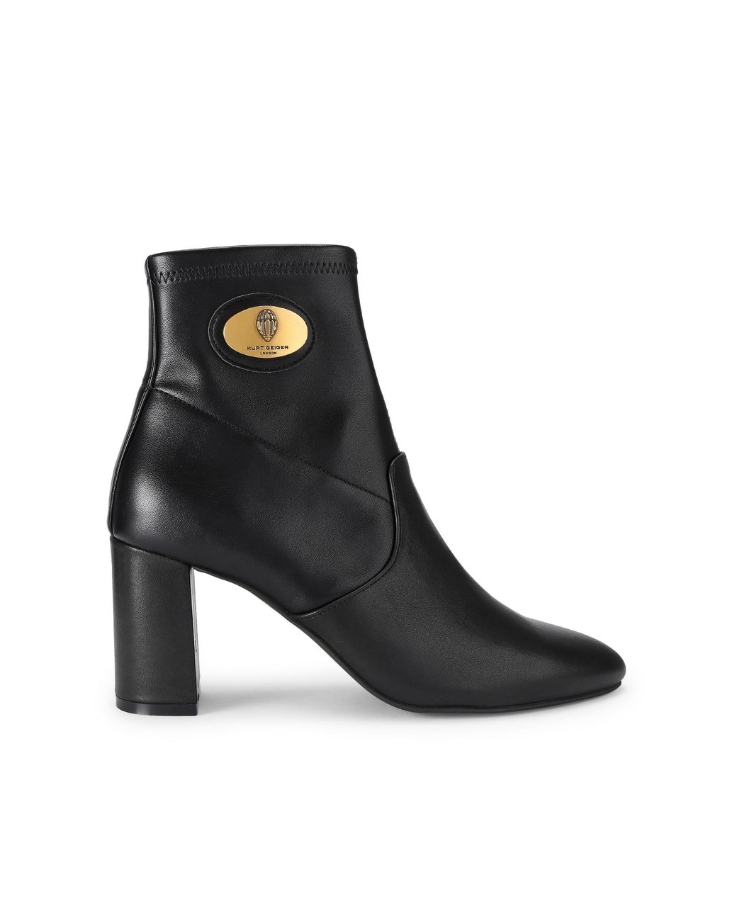 Kurt Geiger Black Leather Langley Plaque Ankle Boots
