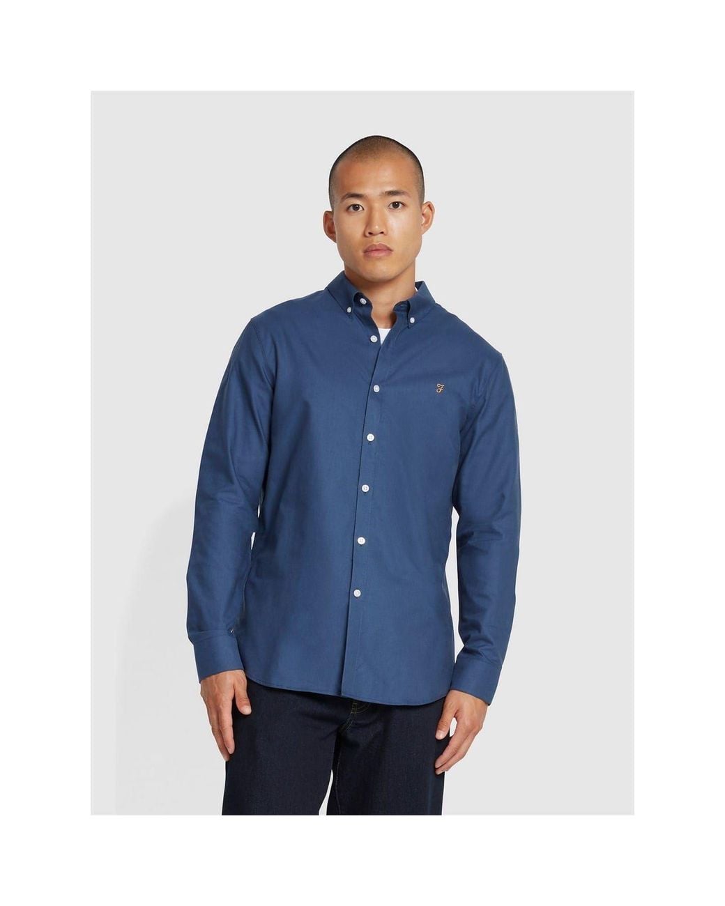 Farah Blue Long Sleeve Shirt for men