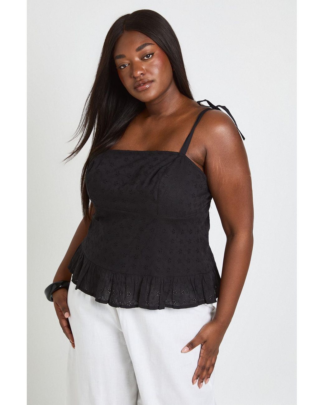 Boohoo Black Plus Broidery Cami Top