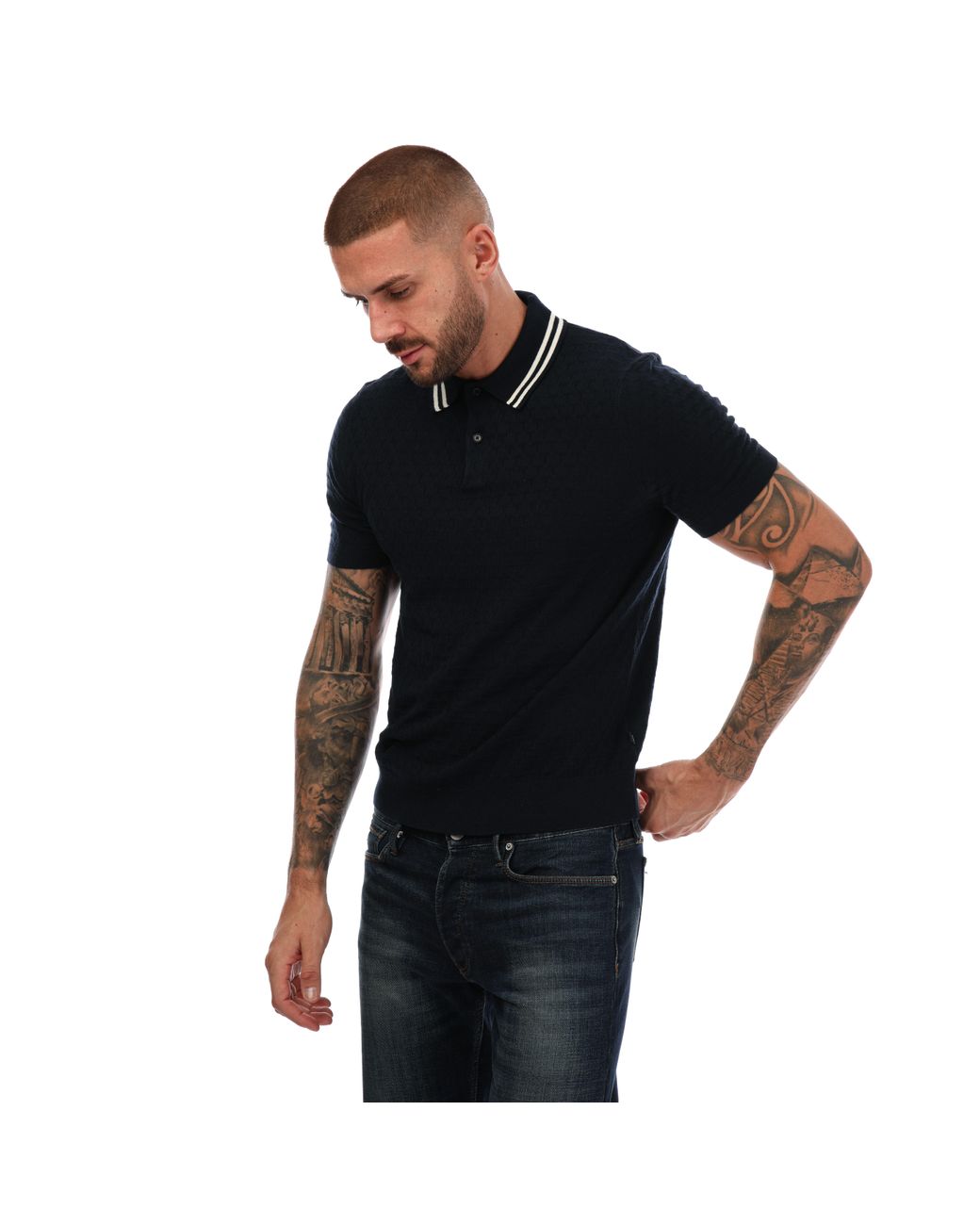 Ted Baker Black Mahana Stitched Polo Shirt for men