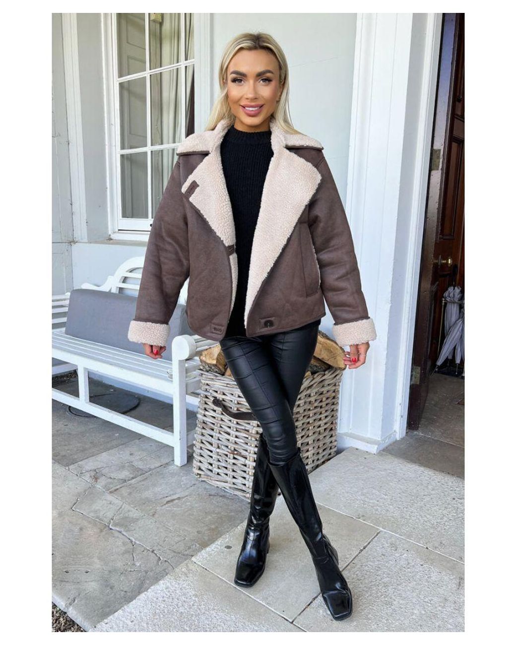 AX Paris Gray Faux Shearling Coat