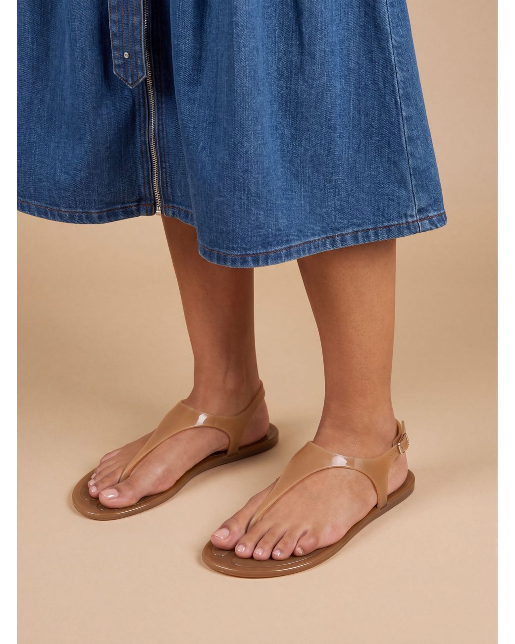 Oasis Blue Patricia Jelly Slingback Toe Post Flat Sandals