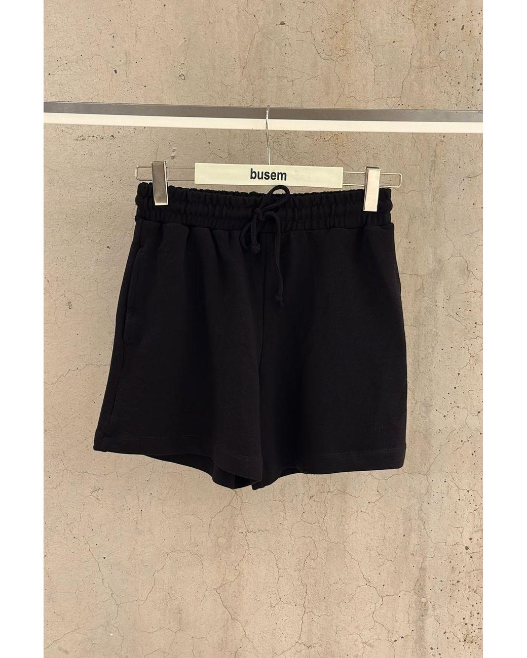 Busem Black Mid-Waist Drawstring Sweat Shorts