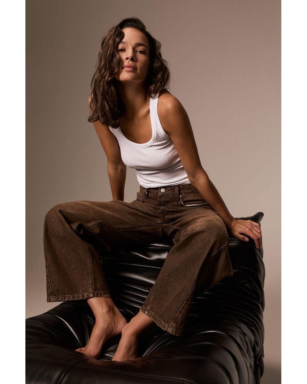 Grimelange Brown Classic Straight Leg Jeans