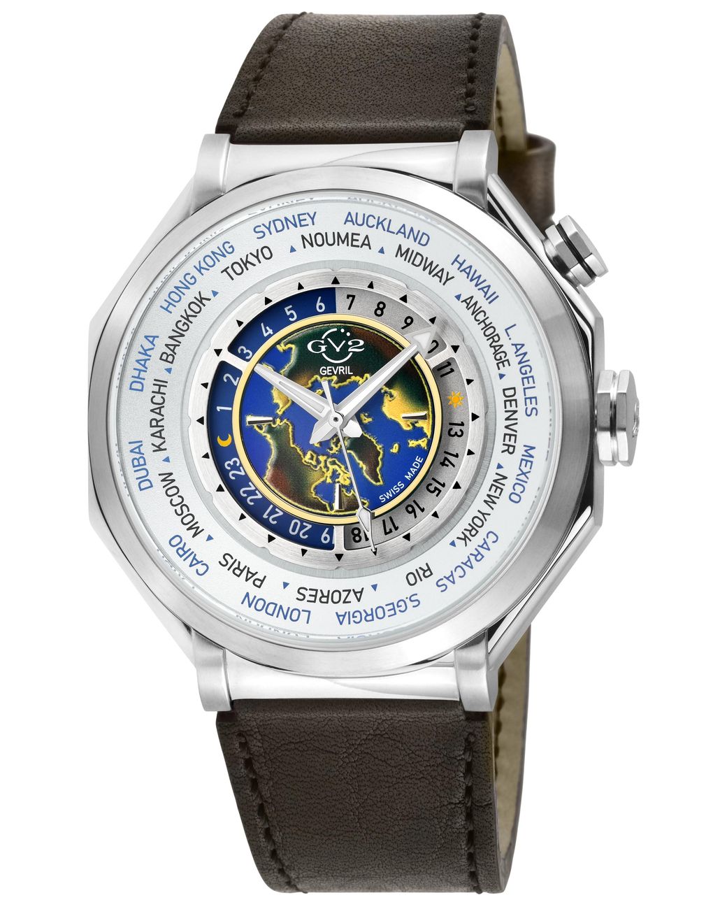 Gv2 Gray Marchese Ipyg Case, Dial Watch, Genuine Italian Leather Strap for men