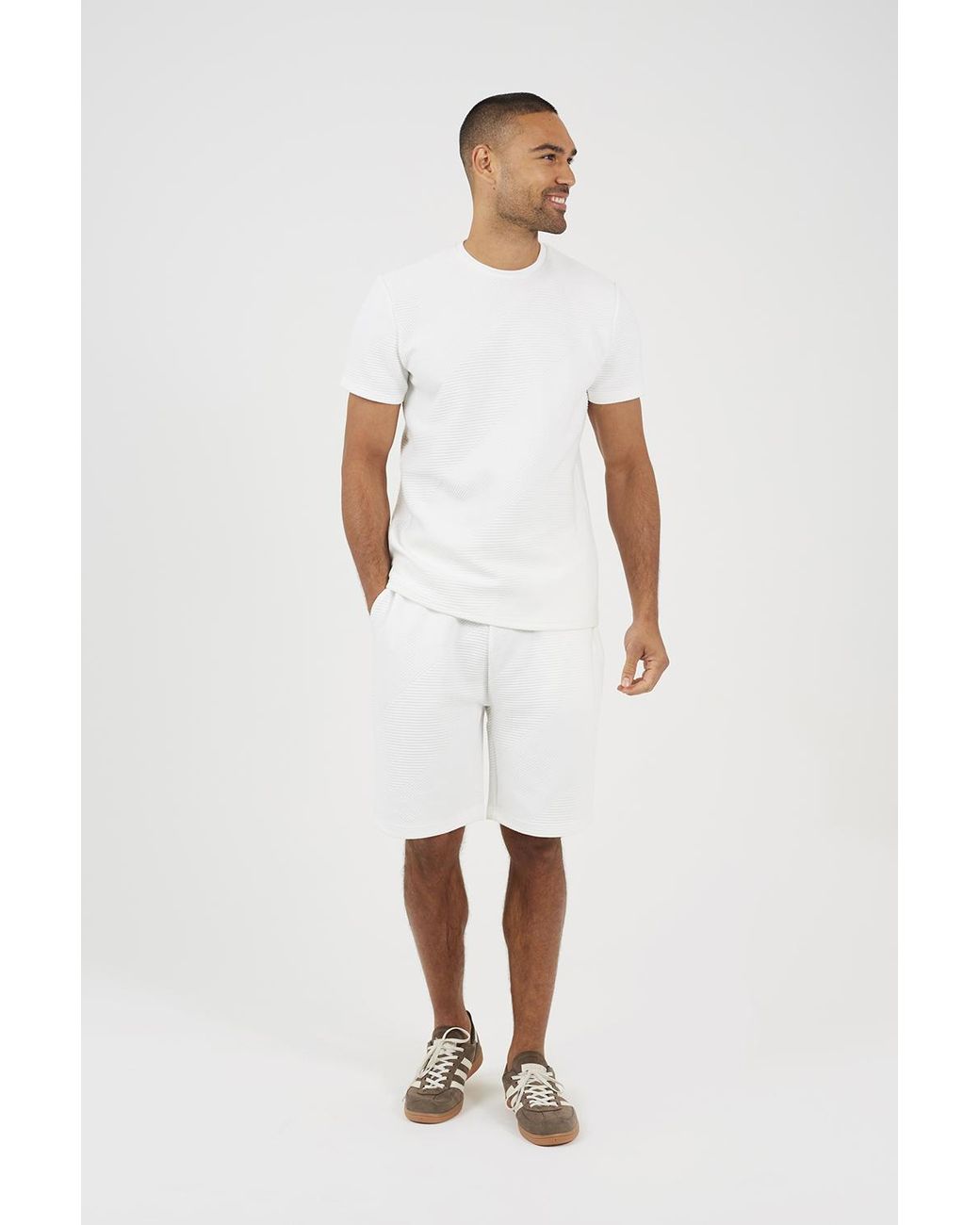 Brave Soul White Elasticated Waist Shorts for men