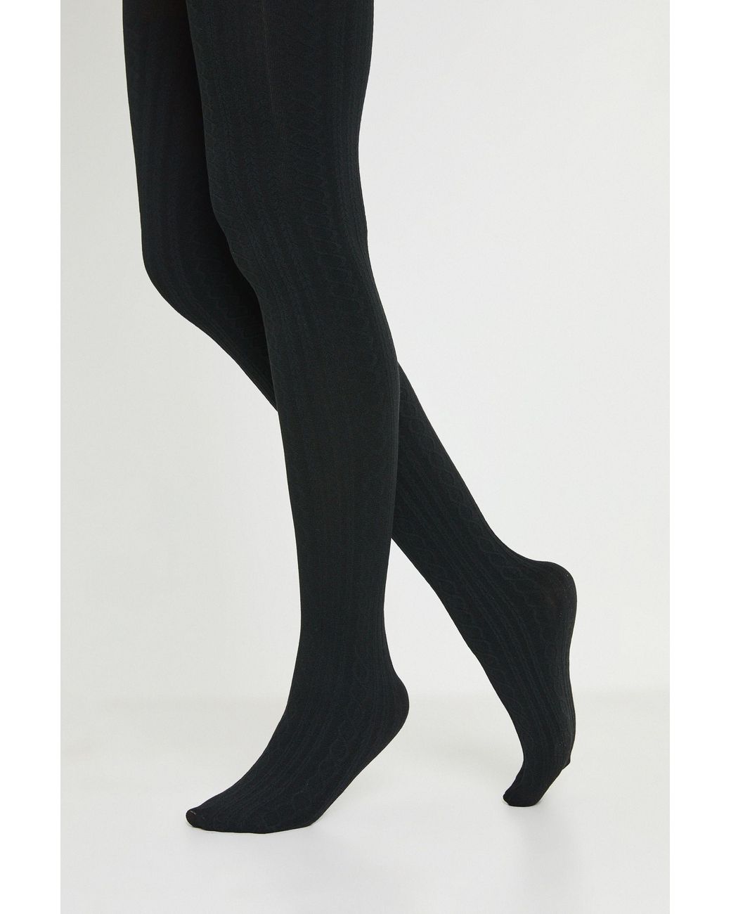 Boohoo Black Thermal Cable Knit Tights