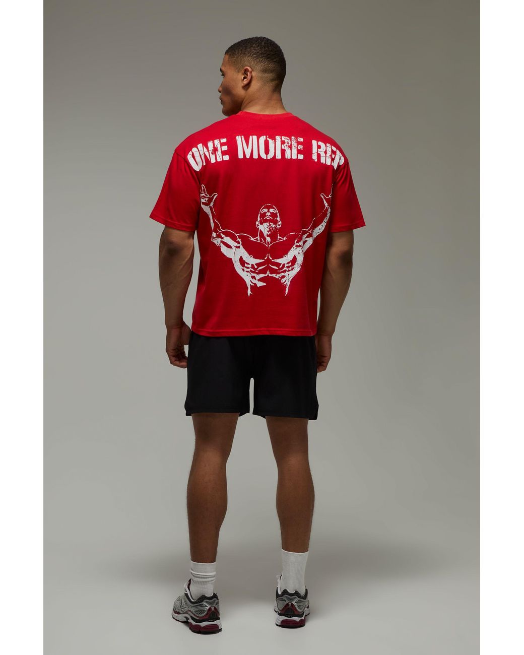 BoohooMAN Red One More Rep Oversized T-Shirt for men