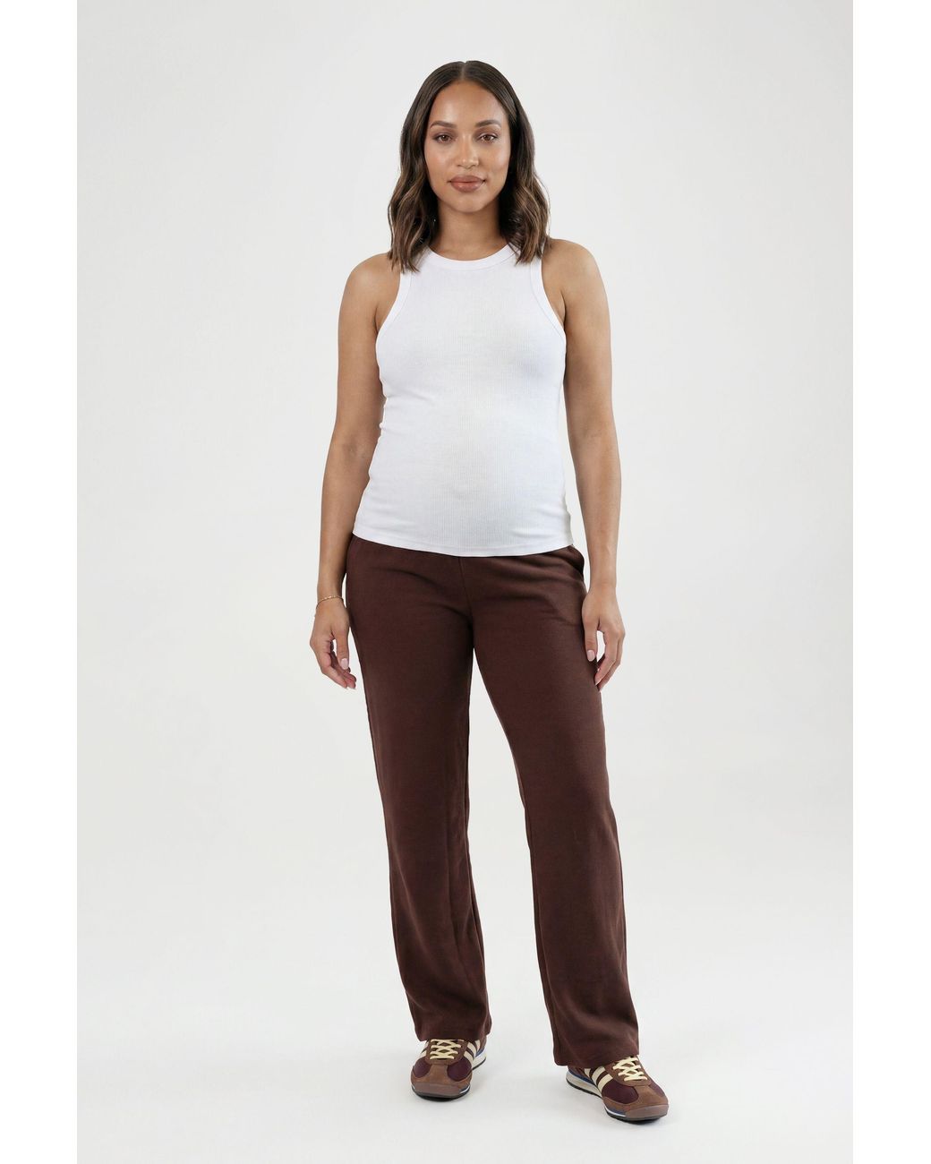 Boohoo Red Maternity Basic Rib Wide Leg Trouser